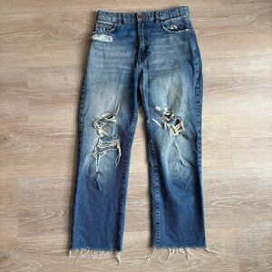 Zara Distressed Denim High Waist Jeans